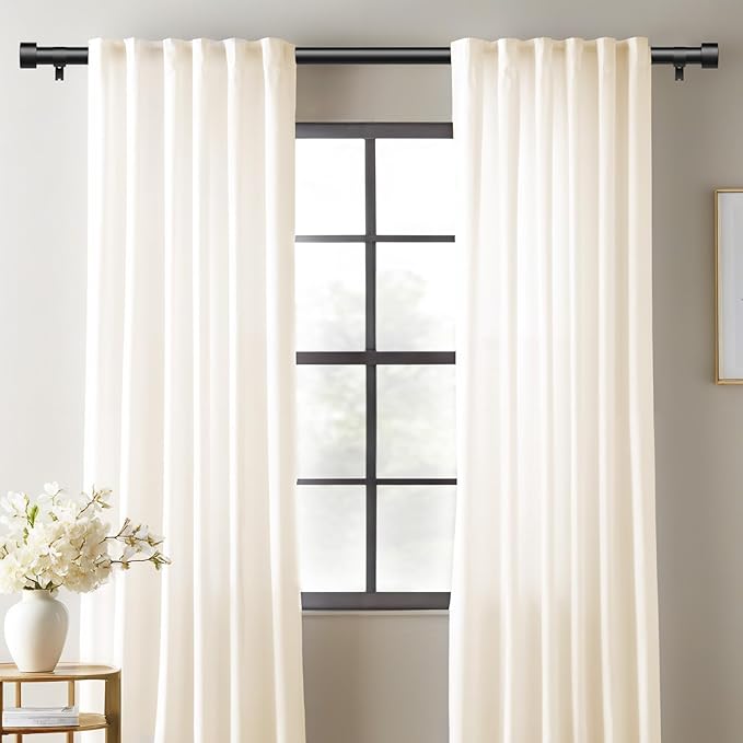2 Pack Curtain Rods for Windows 48 to 84 Inch, 1 Inch Black Adjustable Heavy - Image 2