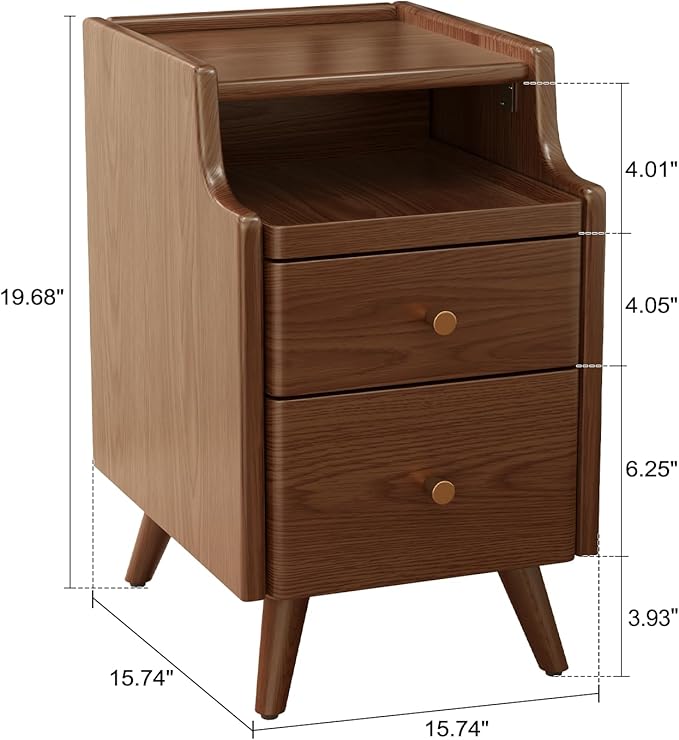 Wood Nightstand, Walnut Nightstand - Image 2