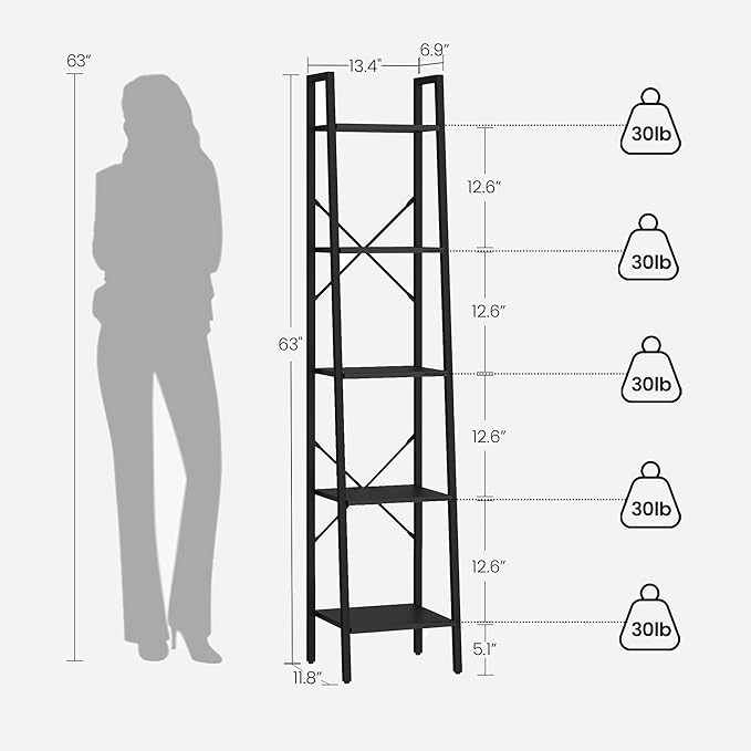 Ladder Shelf, Bookshelf Bookcase, Freestanding Corner Storage Shelve - Image 2