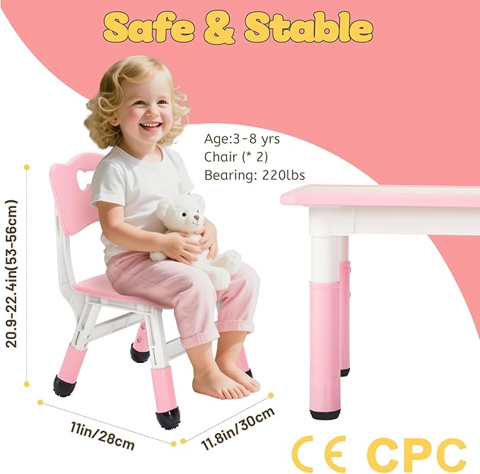 FUNLIO Adjustable Kids Chair, 3 Level Height Adjustable Toddler Chair - Image 2