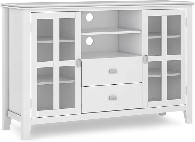 SIMPLIHOME Artisan SOLID WOOD 53 Inch Wide Contemporary TV Media Stand in White by SimpliHome