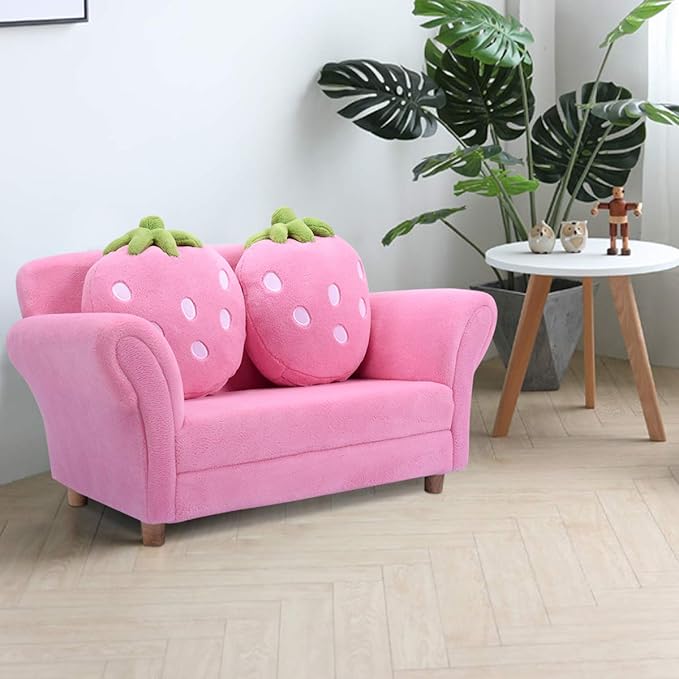 Costzon Kids Couch, Double Seat Pink Children's Sofa - Image 9
