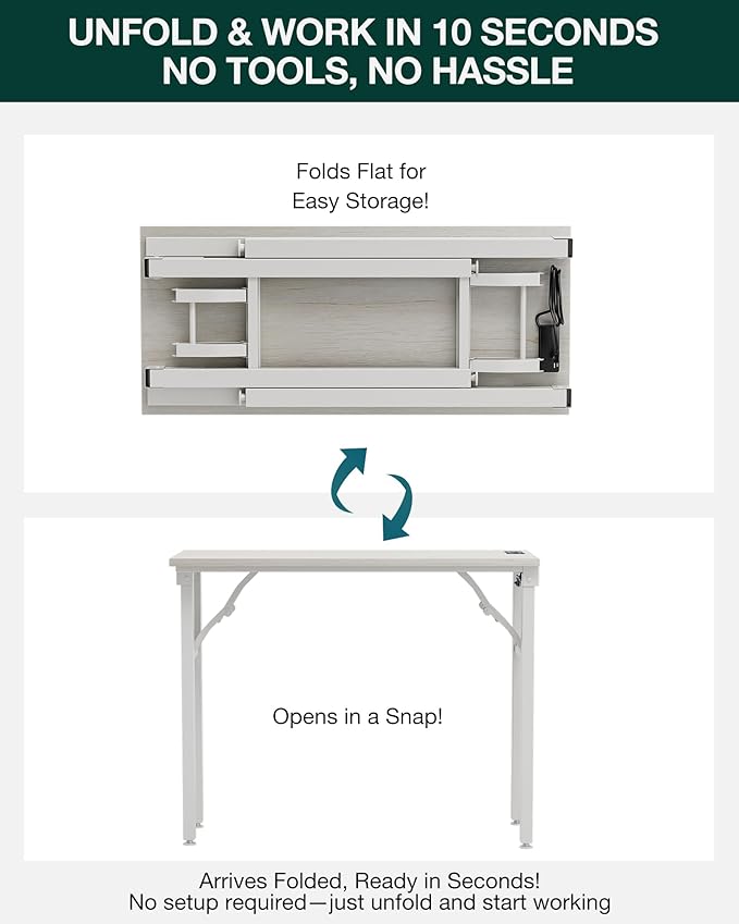 Frylr Small Folding Computer Desk – 35.8 Inch Portable Table - Image 3