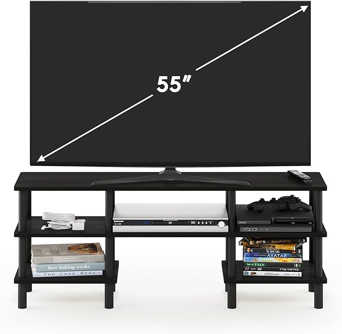 Furinno Turn-N-Tube 3-Tier Multipurpose Wide Shelf TV Stand, Espresso/Black - Image 7