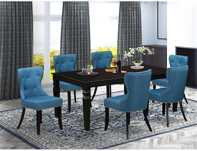 East West Furniture LGSI7-BLK-21 7 Piece Kitchen Table Set Consist of a - Image 2