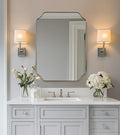 ANDY STAR Scalloped Bathroom Mirror, 22x30’’ Brushed Nickel Rectangle Mirror by ANDYSTAR