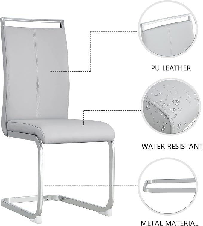 Modern Dining Chairs Set of 8, High Back Kitchen Chairs, Faux Leather Side Chair - Image 5
