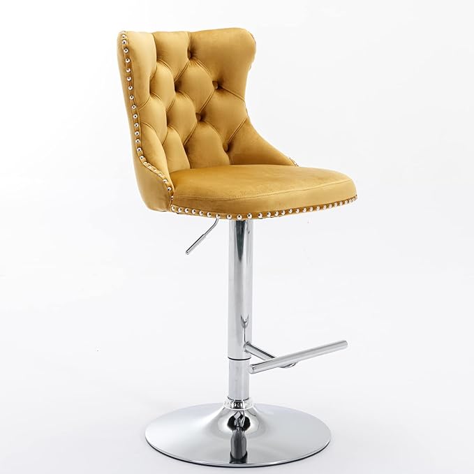 PacknWood Acosure Swivel Velvet Bar Stools Adjusatble Seat Height from 25-33" - Image 7