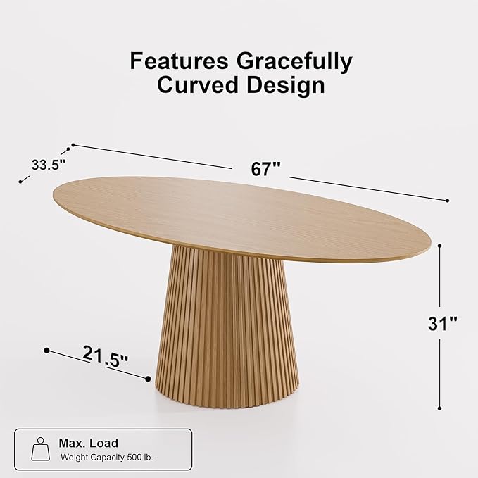 Casaphoria 67" Oval Dining Table, Modern Wood Kitchen Table - Image 2
