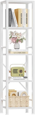 Furologee 5 Tier White Bookshelf, Tall Narrow Bookcase by Furologee