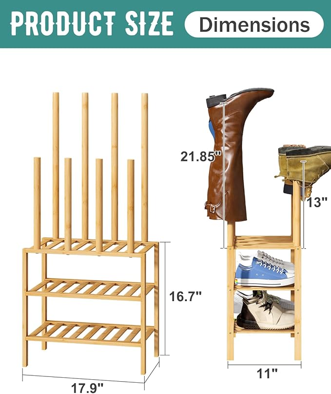 Small Boot Rack with Shoe Rack, Boot Rack Organizer Tall Boots - Image 3