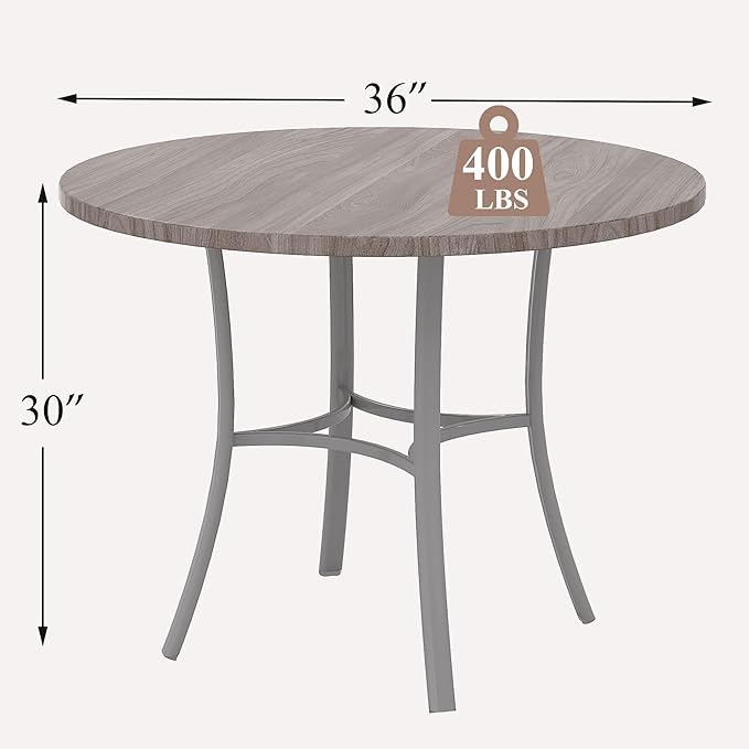 VECELO 36" Round Dining Table for 4, Wood Grain Dinette - Image 3