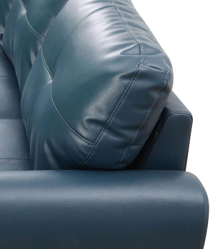 Denim L-Shaped 3-Piece Faux Leather Sofa - Image 6