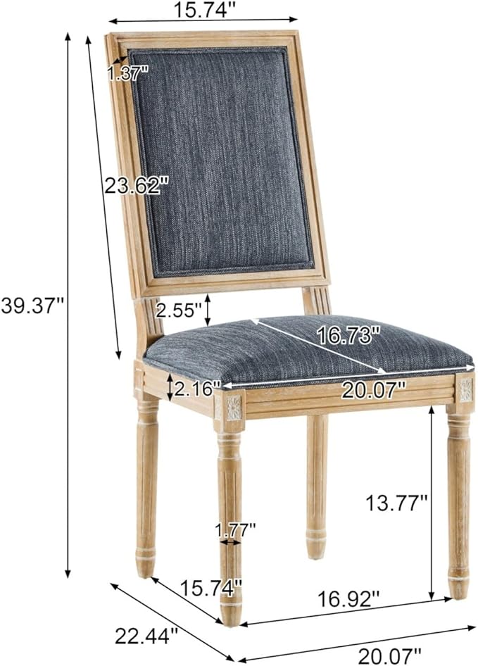 Merax Upholstered Solid Wood Dining Chairs Set of 2, French Country Style - Image 2