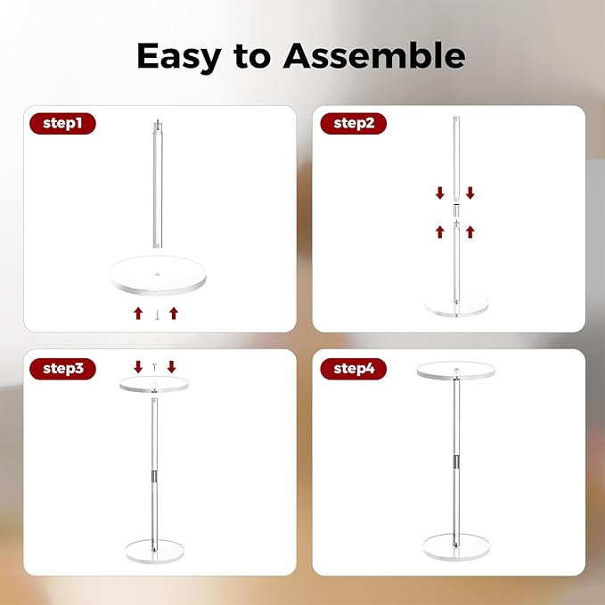 Acrylic Side Table for Small Spaces, Round End Table for Living Room, Easy - Image 8