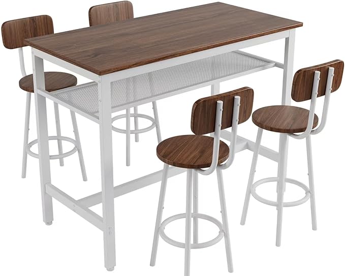 5-Piece Bar Table and Chairs Set, 43.3'' Pub Table Set Modern Small Table and - Image 3