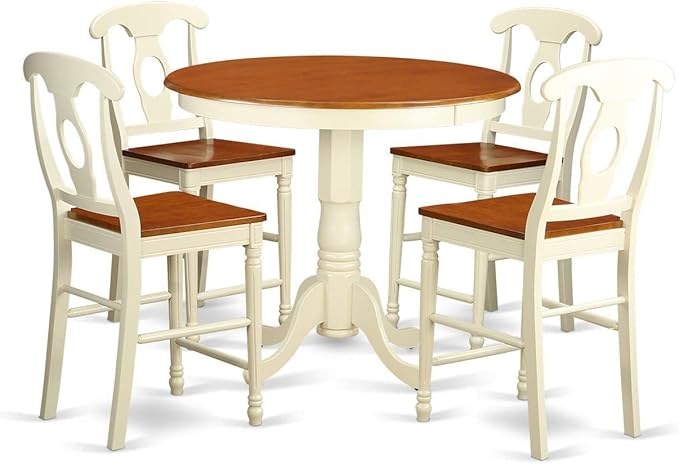 East West Furniture JAKE5-WHI-W 5 Piece Kitchen Counter Height Dining Table Set by EastWestFurniture