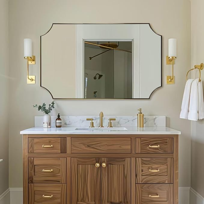 ANDY STAR 30x48 Inch Brushed Gold Mirror, Unique Rectangle Mirror by ANDYSTAR
