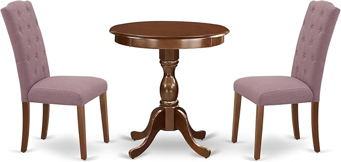 East West Furniture ESCE3-MAH-10 3 Piece Kitchen Table Set Contains a Round by EastWestFurniture