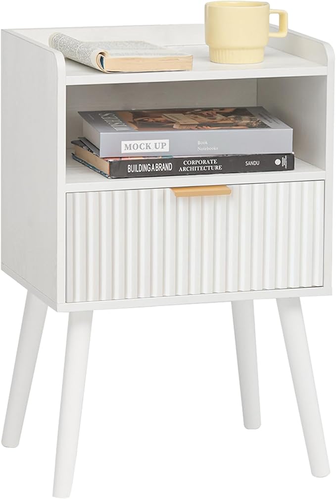 AWASEN White Nightstand, Modern Bedside Table - Image 9