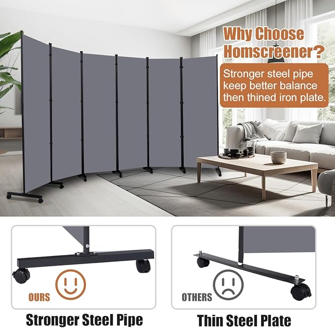 Room Divider Portable 132'' Partition Room Dividers and Folding Privacy Screens - Image 4