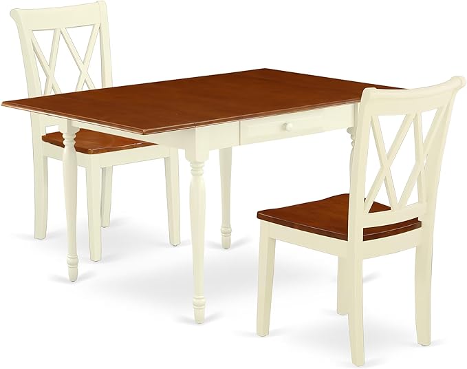 East West Furniture MZCL3-WHI-W 3 Piece Dining Room Table Set Contains a by EastWestFurniture