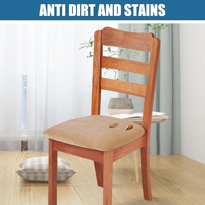 Smiry Velvet Seat Covers for Dining Room Chair Set of 2, Stretch Fit Removable - Image 3