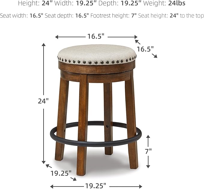 Signature Design by Ashley Valebeck 24" Counter Height Upholstered Swivel Stool - Image 3
