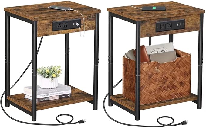 TUTOTAK Night Stand with Charging Station, End Table, Side Table with USB by WelcometotheTUTOTAKHome