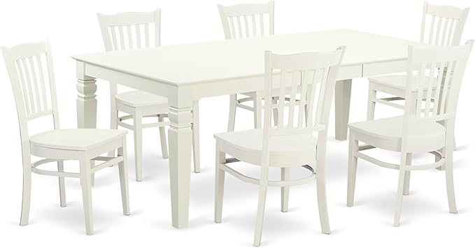 East West Furniture LGGR7-LWH-W 7 Piece Dining Table Set Consist of a Rectangle by EastWestFurniture