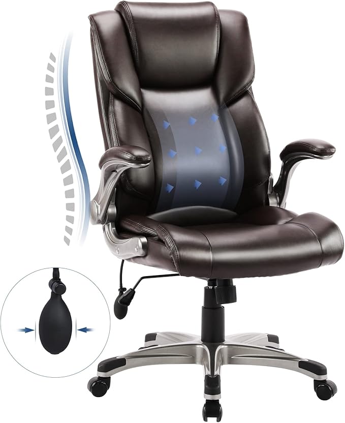 COLAMY High Back Executive Office Chair- Ergonomic Home Computer Desk Leather by COLAMYINC