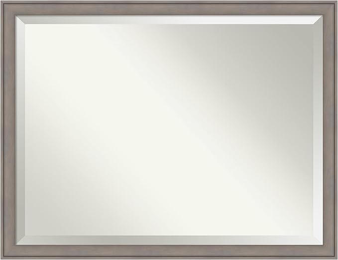 Amanti Art Grey Wall Mirror 34x44 Greywash Rectangle Bathroom Mirror by AmantiArt