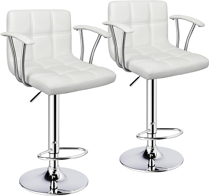 Bar Stools Set of 2, Armrest Adjustable Swivel Barstools by ERGOSEAT