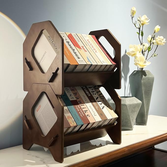Desktop Bookshelf, Stackable Book Organizer - Image 2