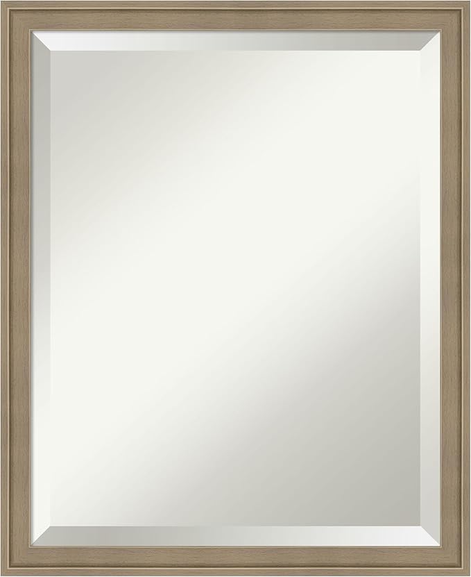 Amanti Art Brown Wall Mirror 22x18 Florence Light Brown Rectangle Bathroom by AmantiArt