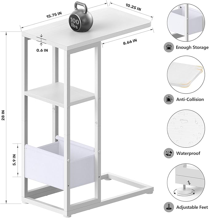 C Shaped End Table, Small Side Table - Image 3