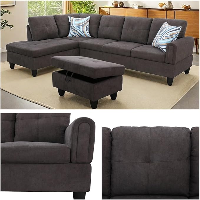 NAYSAYE Sectional Couch with Ottoman Storage, L Shaped Couch Sofa Furniture Sets - Image 6