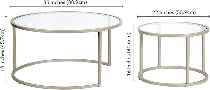 Watson Round Nested Coffee Table in Satin Nickel - Image 3
