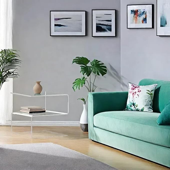 Acrylic Side Table, 17.7" H S-Shaped end Table - Image 8