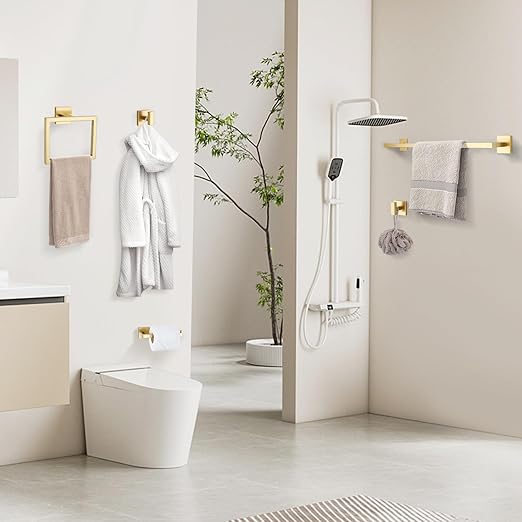 YACVCL Towel Bar Set 10-Piece Brushed Gold Bathroom Hardware Set, 23.6 Inch - Image 7