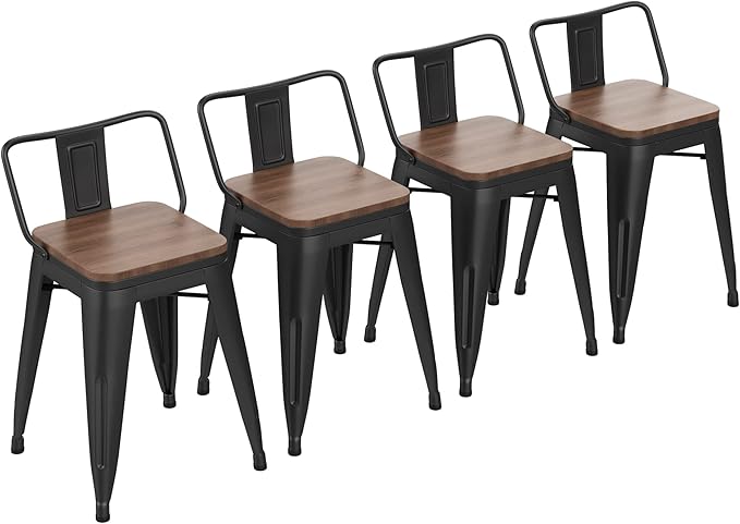 Yongchuang 18" Bar Stools Set of 4 Metal Stackable Short Stools - Image 4