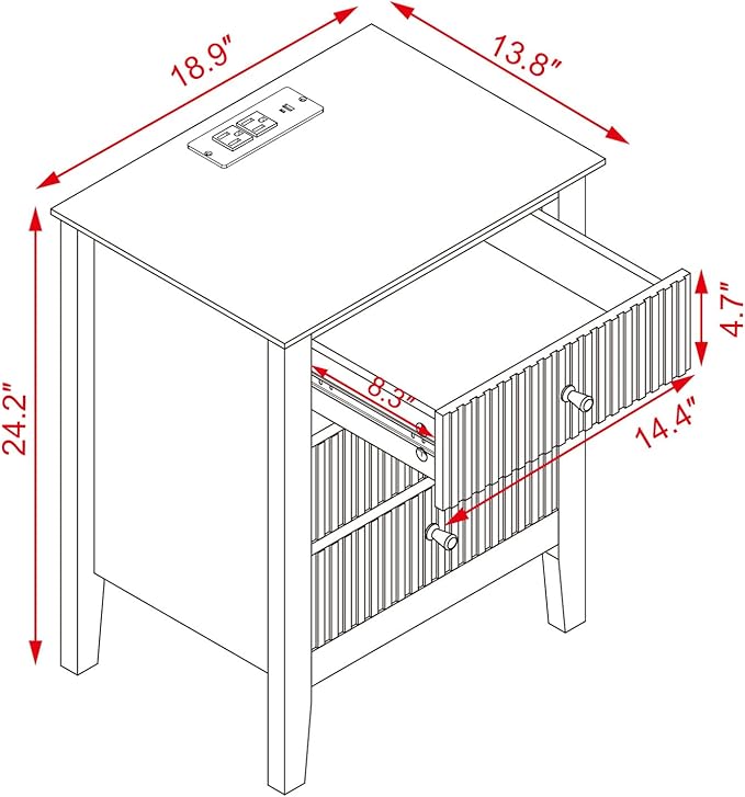 OCANDO White Bed Side Table - Image 2