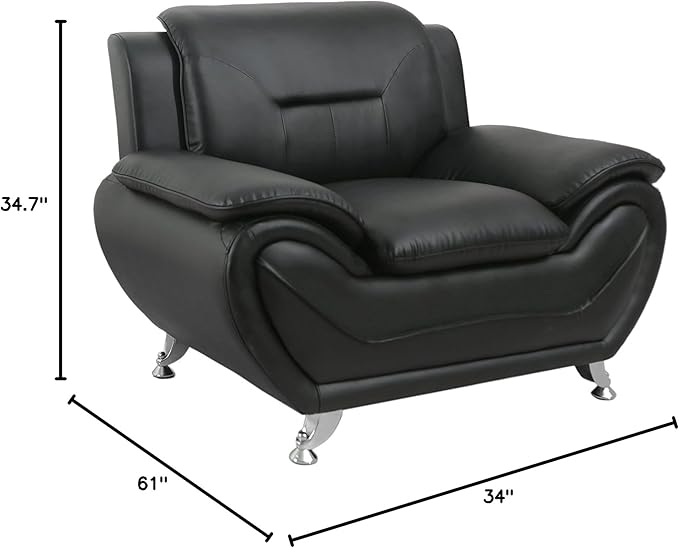 Container Furniture Direct Michael Modern Faux Leather Upholstered Stainless - Image 2