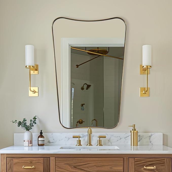 ANDY STAR Gold Mirror, 24x36 Irregular Wall Mirror, Brass Mirrors by ANDYSTAR