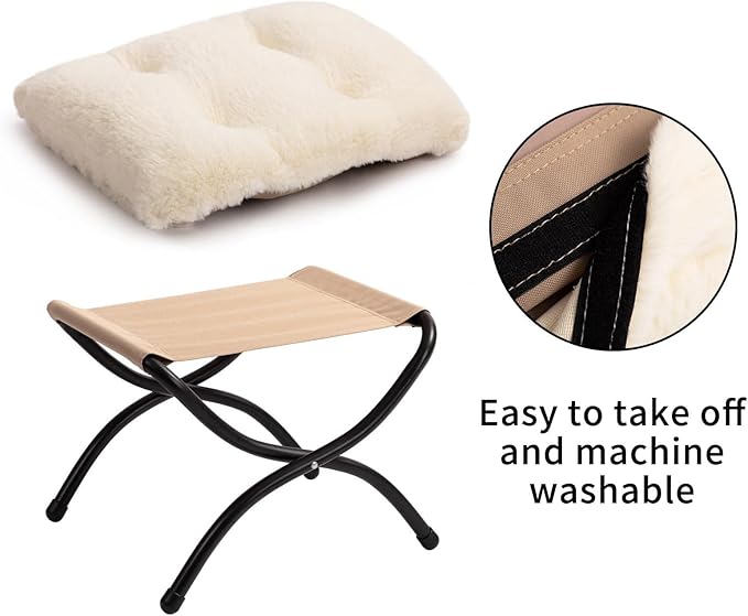 HollyHOME 15" Folding Footrest Stool, Upholstered Small Foldable Ottoman - Image 8