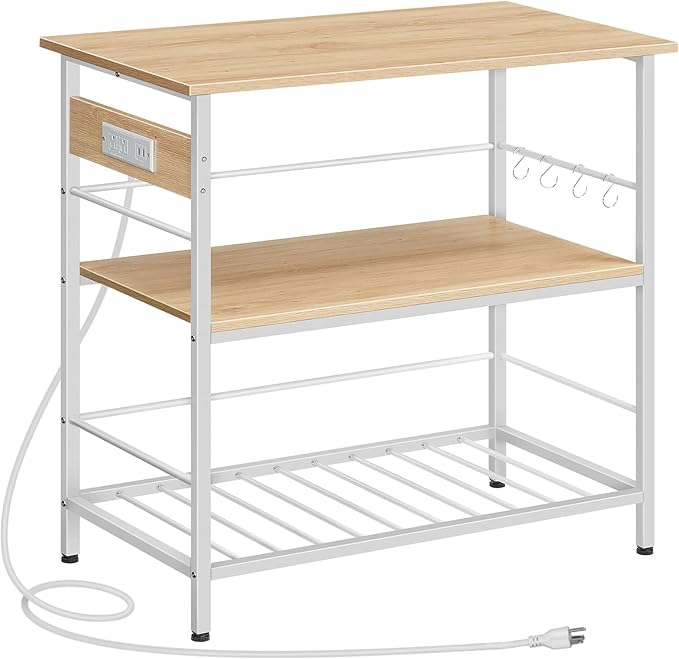 HOOBRO Kitchen Island with Storage, Kitchen Island Table with Power Outlet by HOOBRO