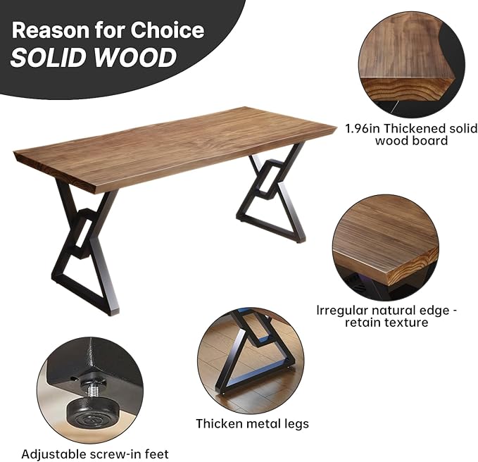 Solid Wood 55-inch Computer Desk - Image 8