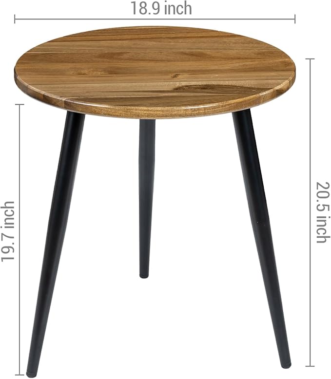 MyGift 20.5 Inch Mid Century Round End Table, Premium Acacia Solid Wood Accent - Image 5