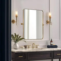 MOON MIRROR Gold Brass Pivot Rounded Rectangle Bathroom Mirror, Brushed Gold by MOONMIRROR
