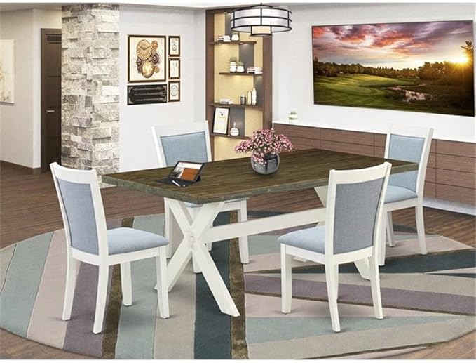 East West Furniture X077MZ015-5 5 Piece Dining Room Table Set Includes a - Image 2